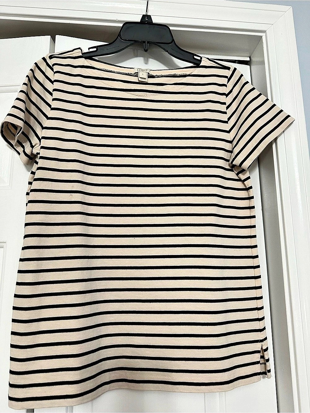 J.Crew Striped Short Sleeve Top Cream & Black Small